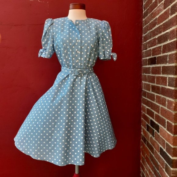 Vintage Cinderella Polka Dot Dress Pinup Blogger - Picture 6 of 8